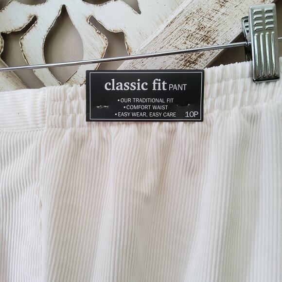 Alfred Dunner Women's Copenhagen Corduroy Elastic Waist Pants in White - Picture 7 of 11